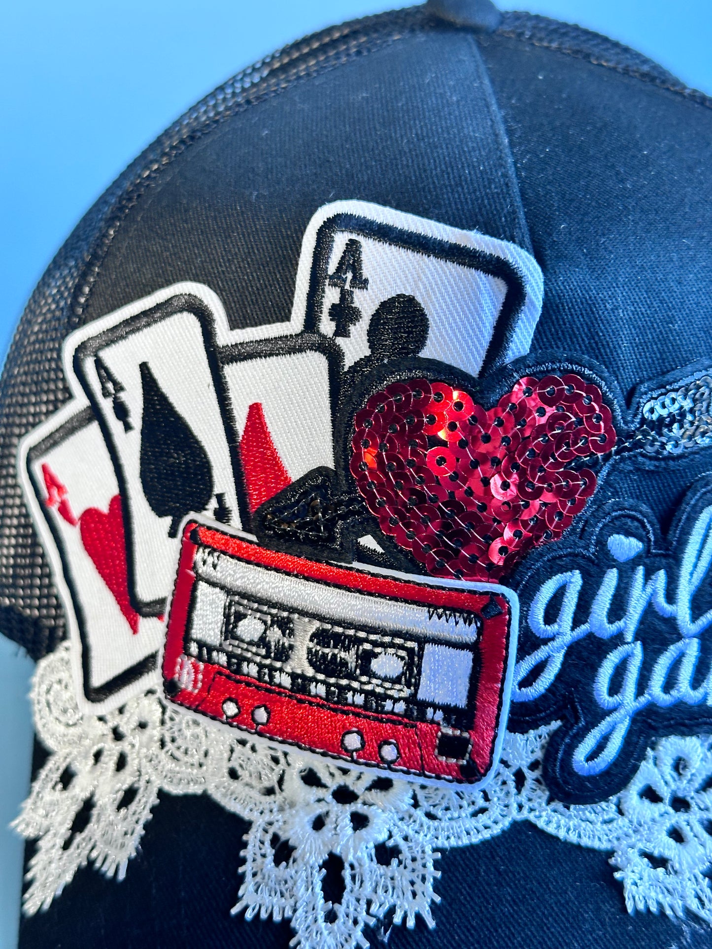 Fun-Loving Lacey Girl Gang with Our "Lacey Groove" Happy Soul Trucker Hat