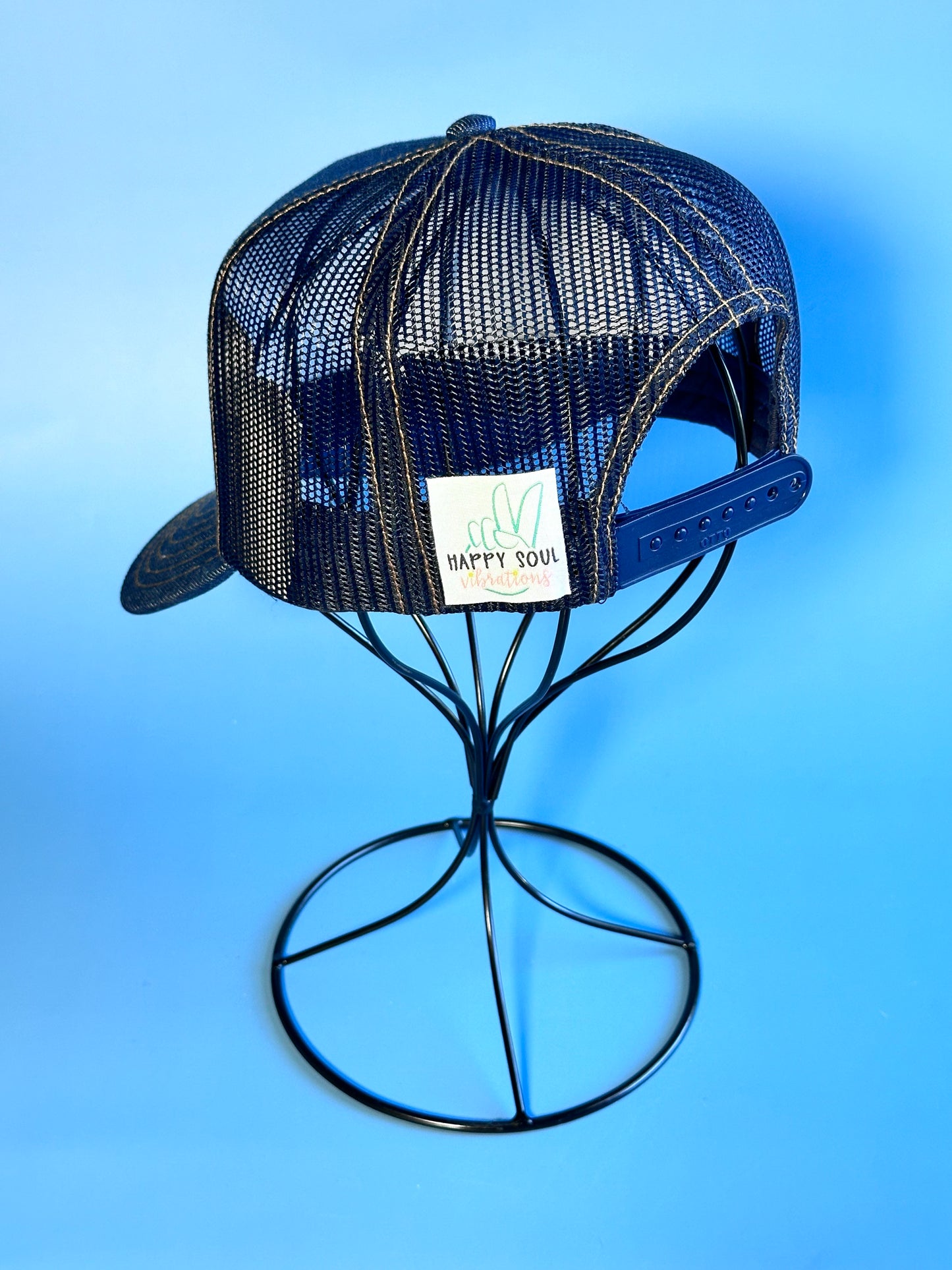Beachy VW Bus Denim Happy Soul Trucker Hat