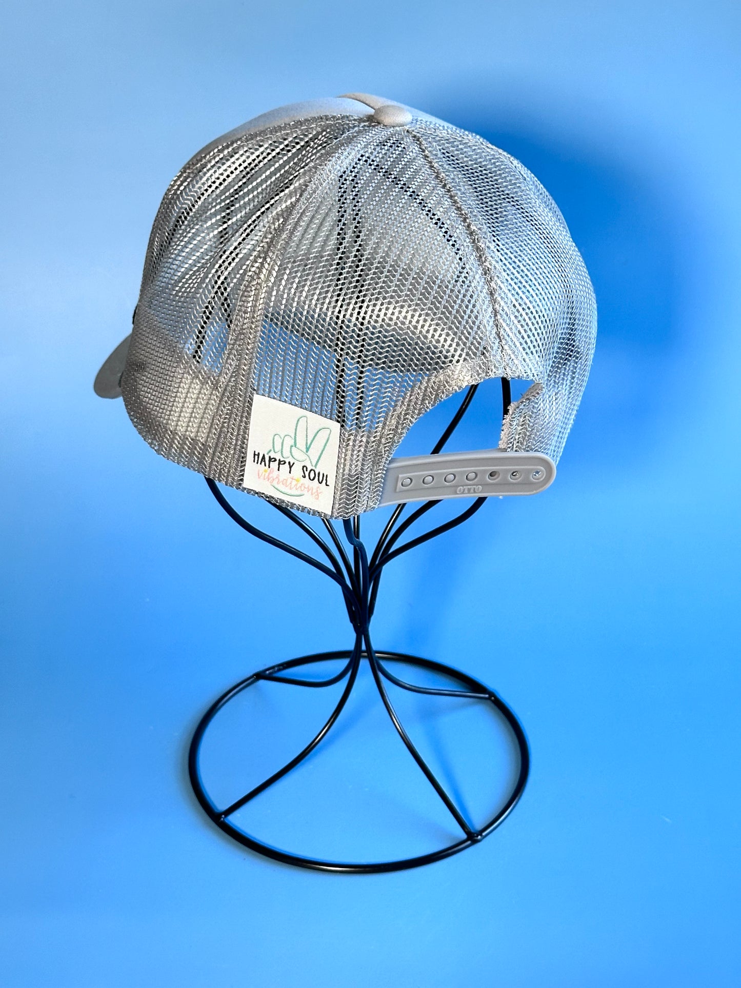 Edgy Grey, Black and Yellow Girl Gang Happy Soul Trucker Hat