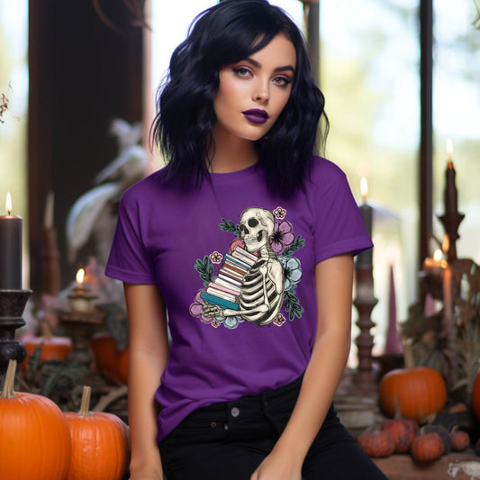 Floral Skeleton Book Stack Tee