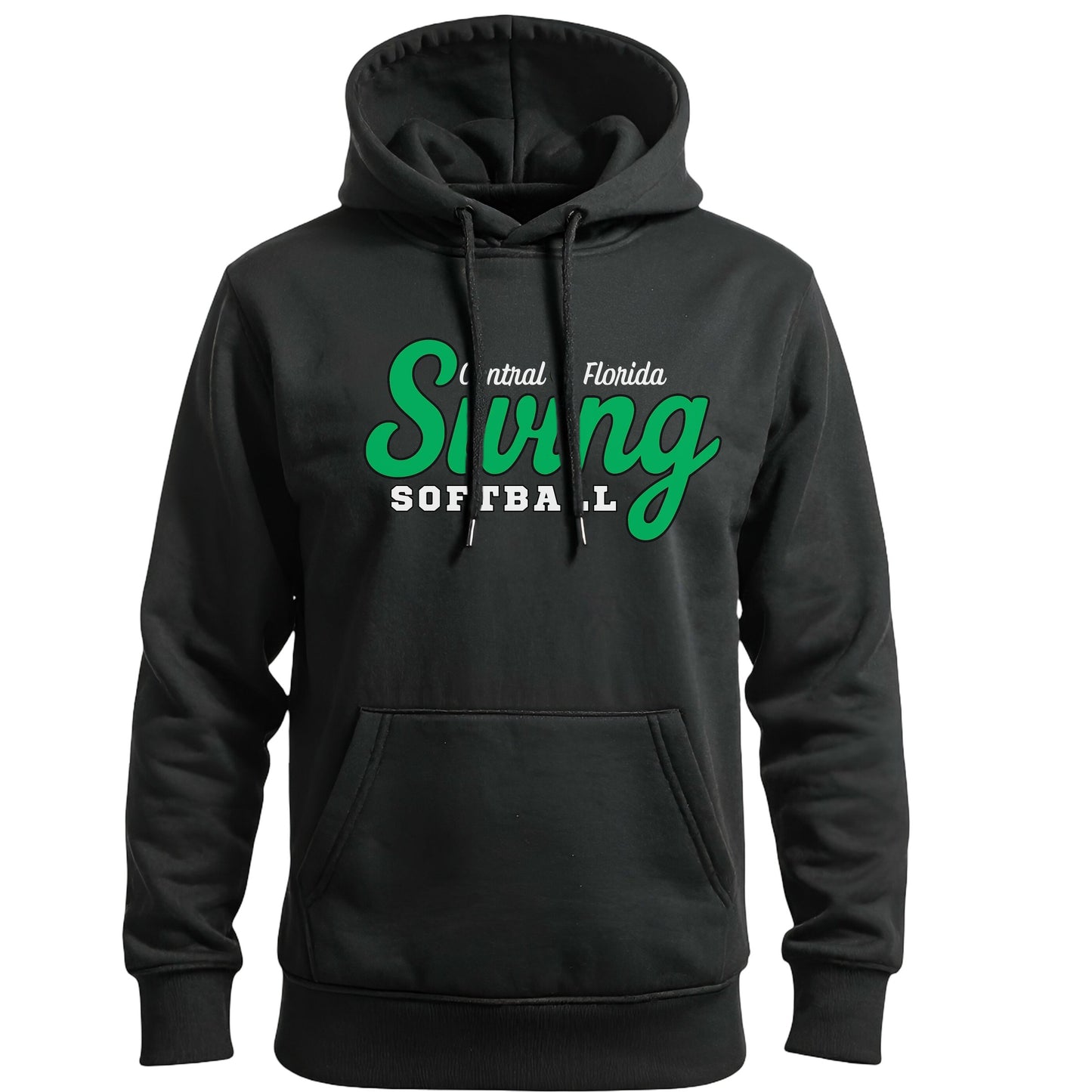 Swing Softball family hoodie, Central Florida Swing, Black, front