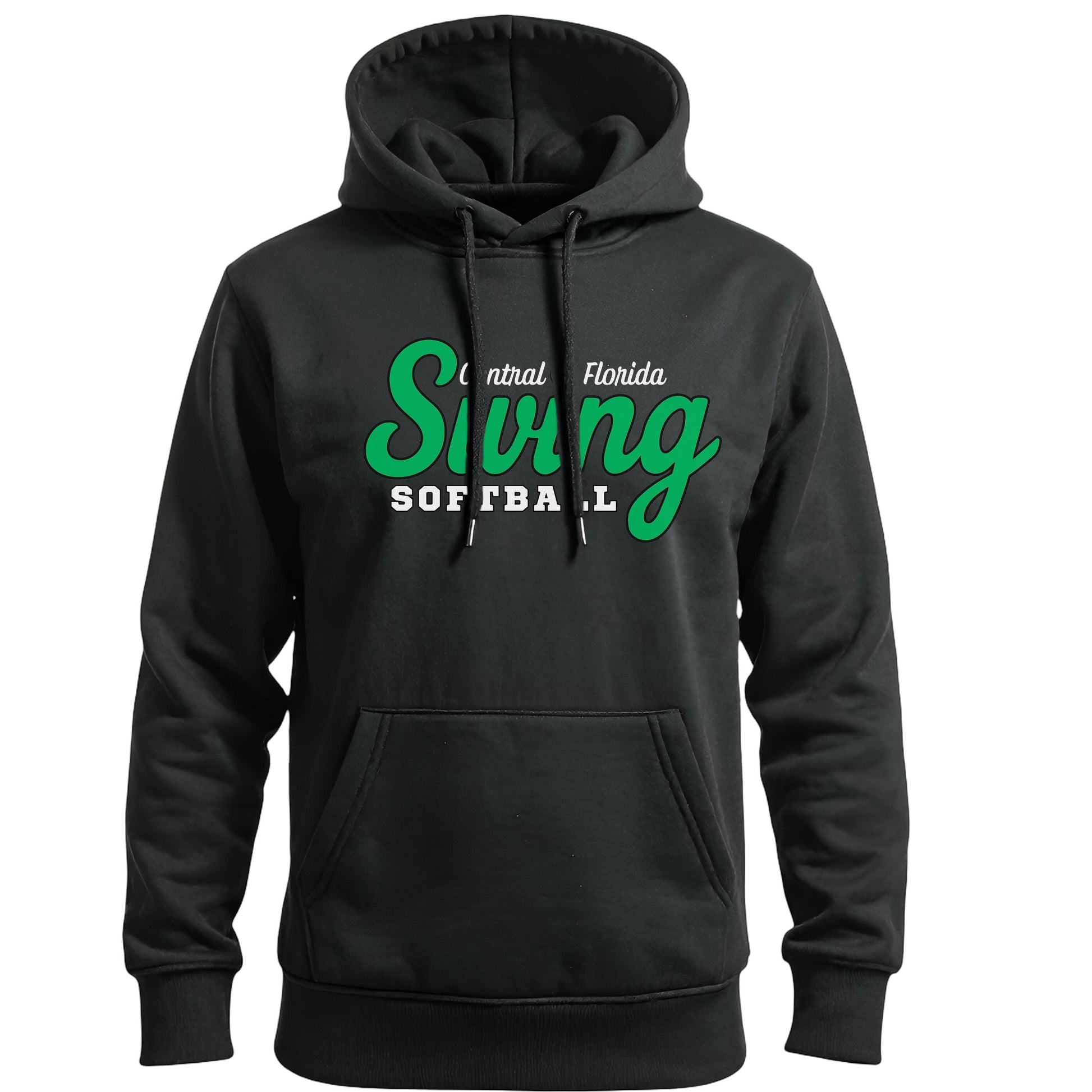 Swing Softball family hoodie, Central Florida Swing, Black, front