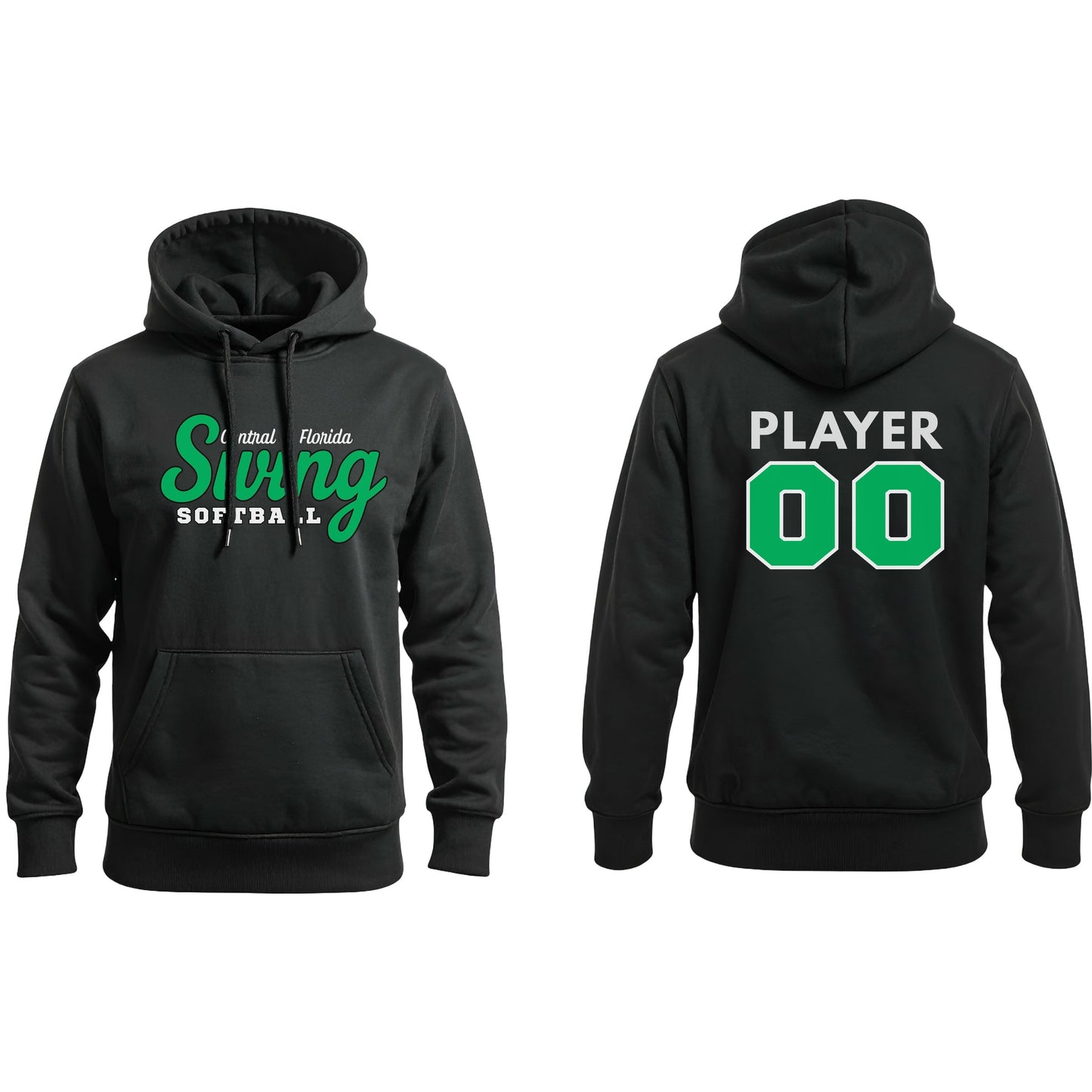 Swing Softball family hoodie, Central Florida Swing, Black, pair