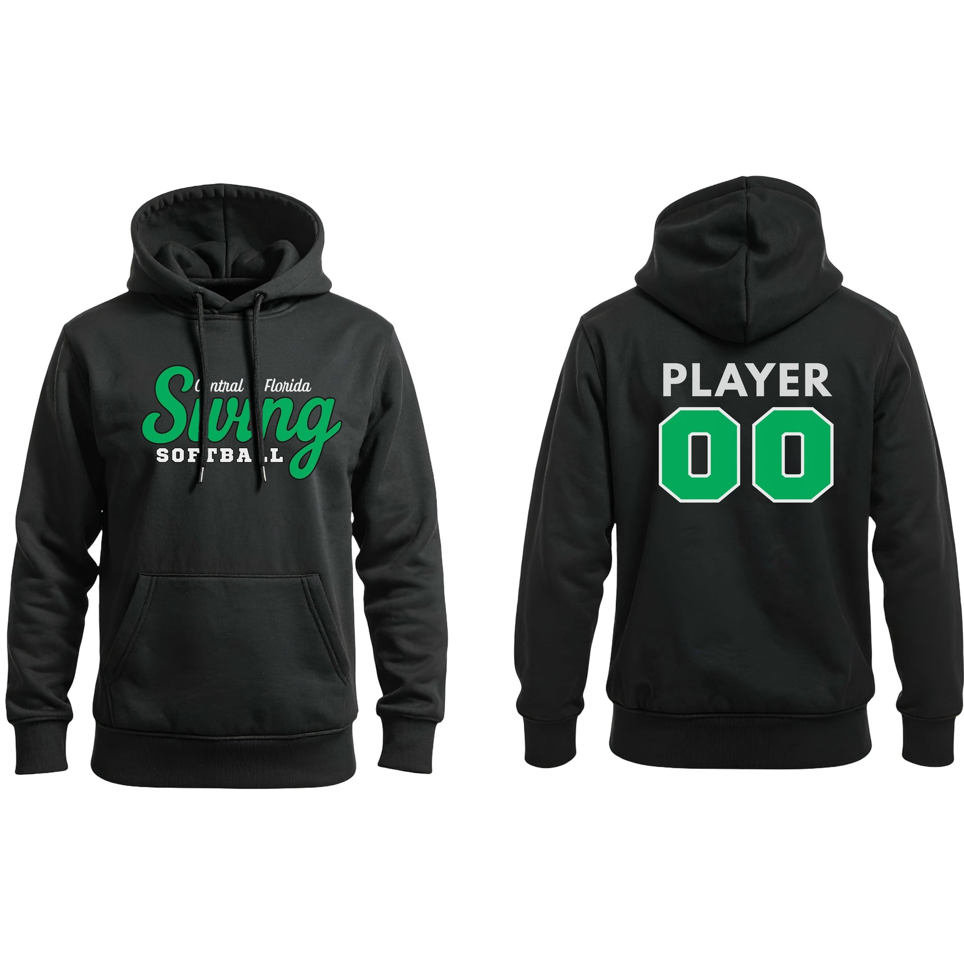 Swing Softball family hoodie, Central Florida Swing, Black, pair
