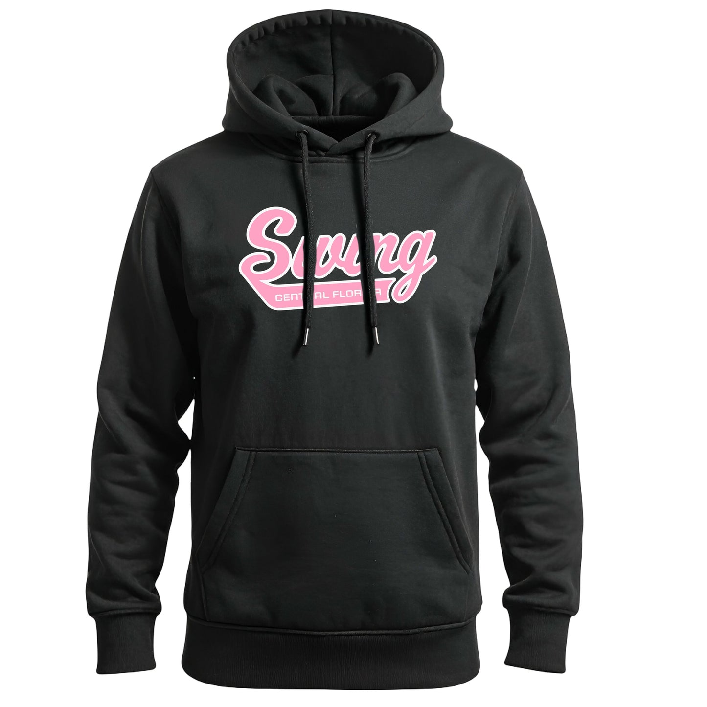 Swing Softball family hoodie, Pink Swing, Black, front