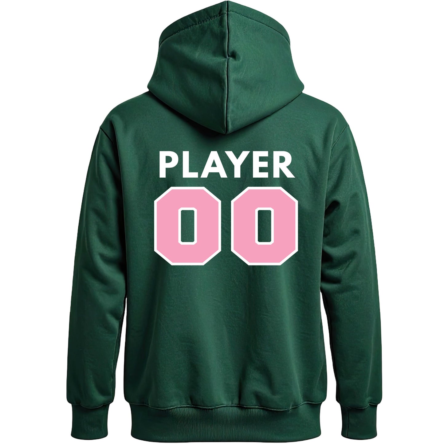 Swing Softball family hoodie, Pink Swing, Forest Green, back