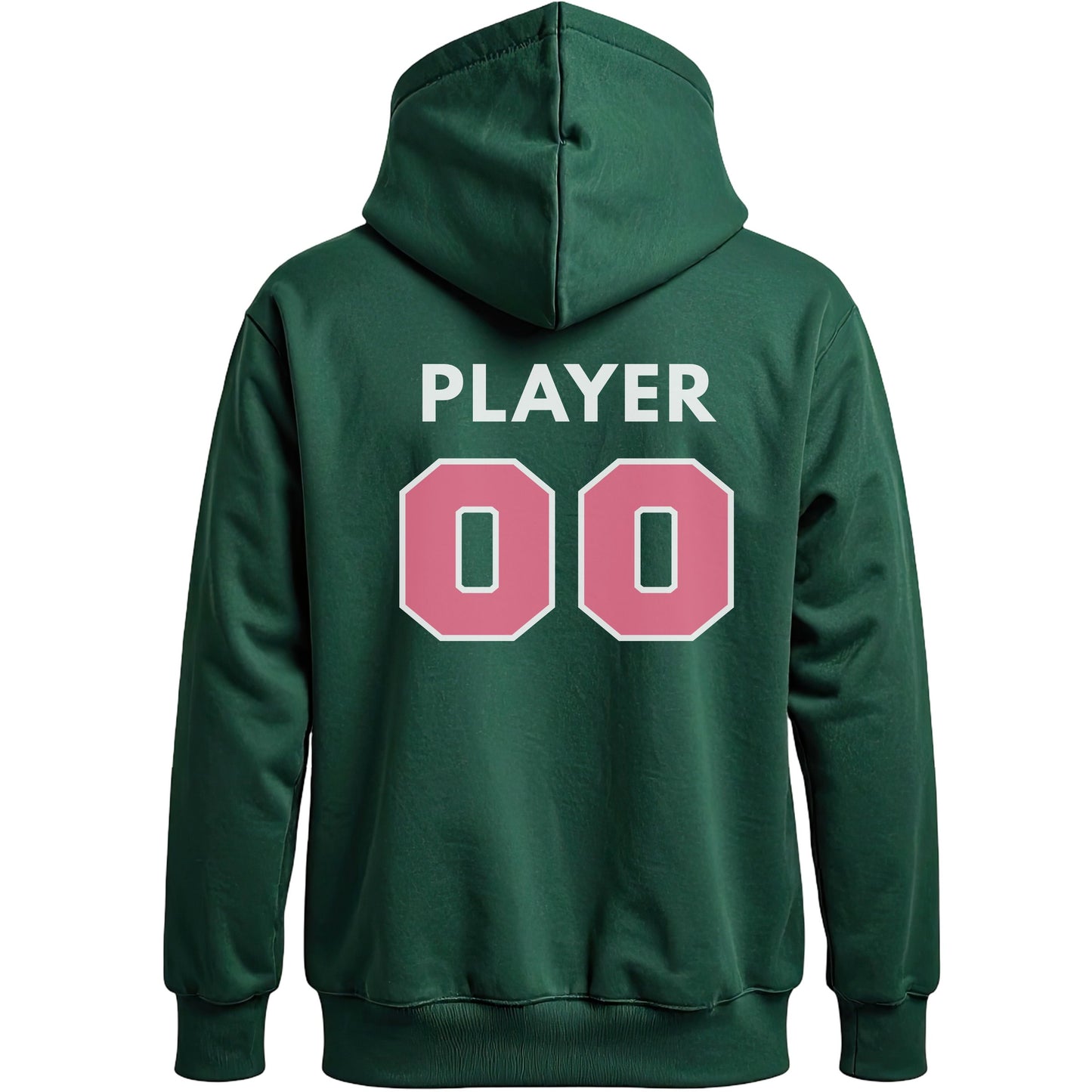 Swing Softball family hoodie, Play Swing Win, Forest Green, back