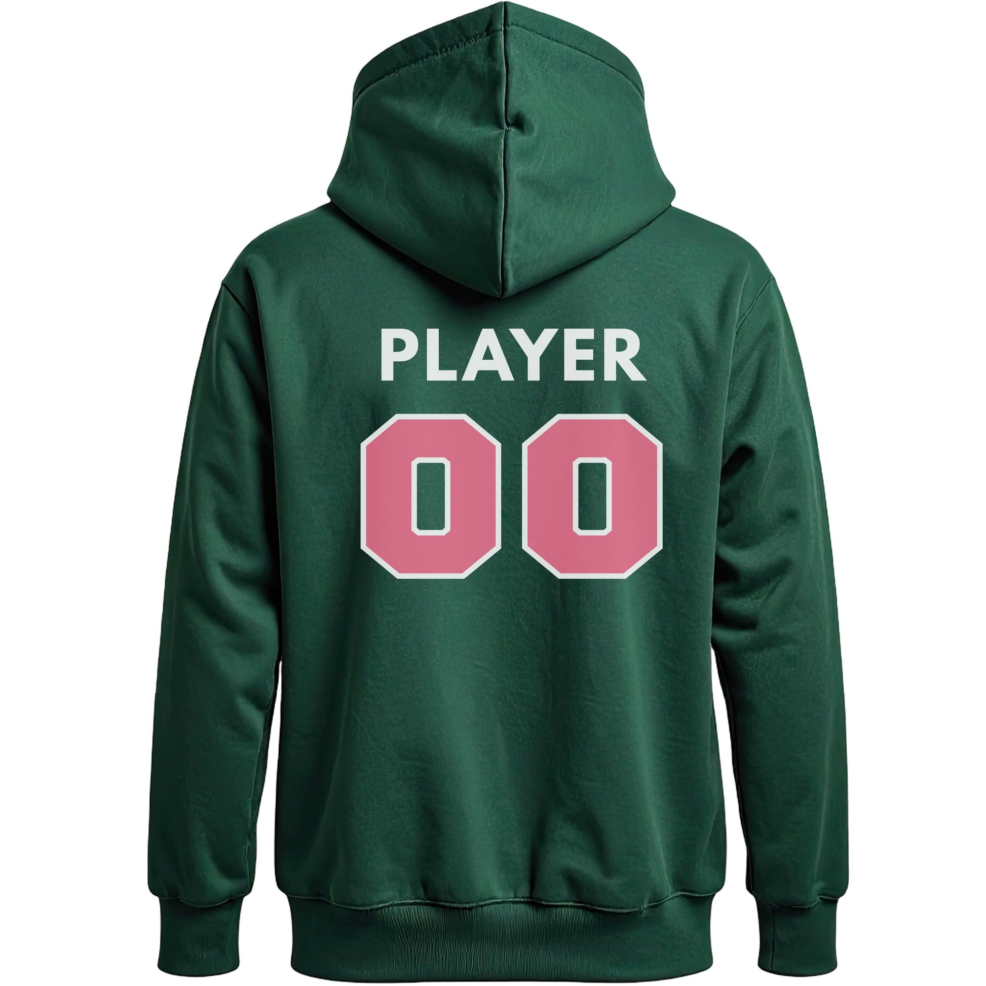Swing Softball family hoodie, Play Swing Win, Forest Green, back