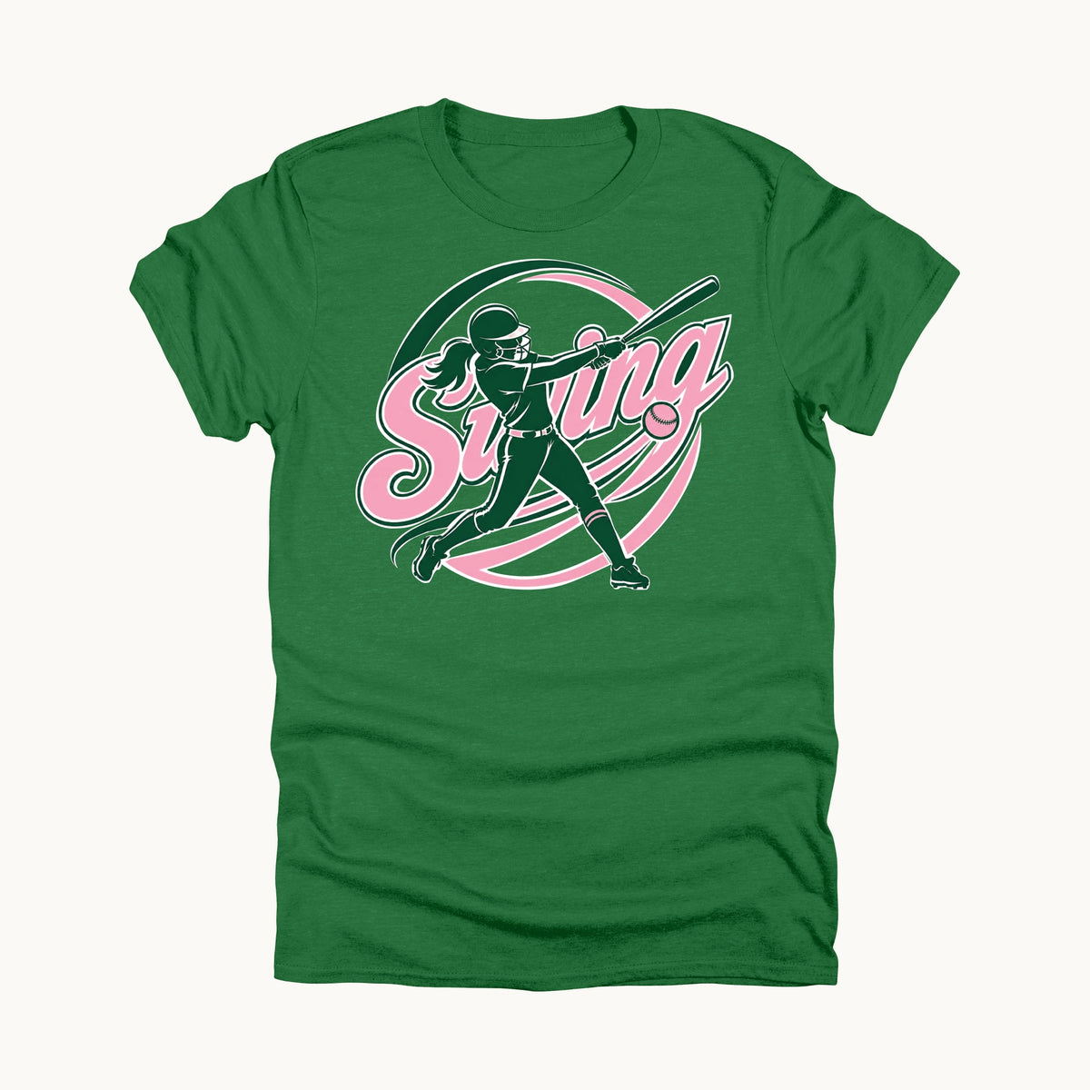 Swing team logo tee, Antique Irish Green, front