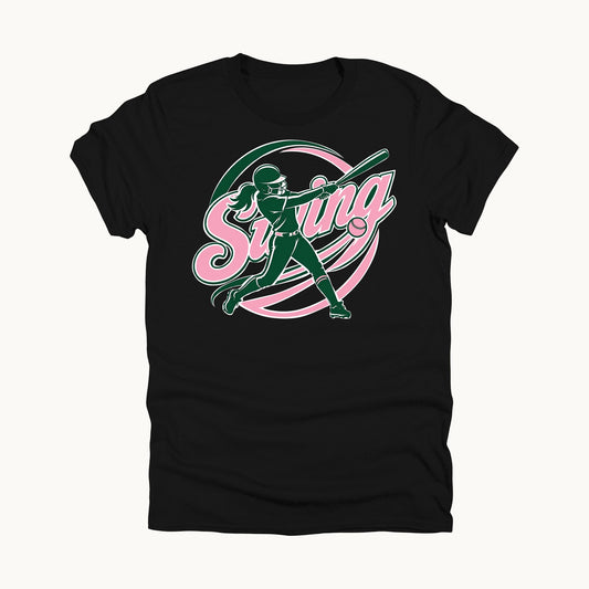 Swing team logo tee, Black, front