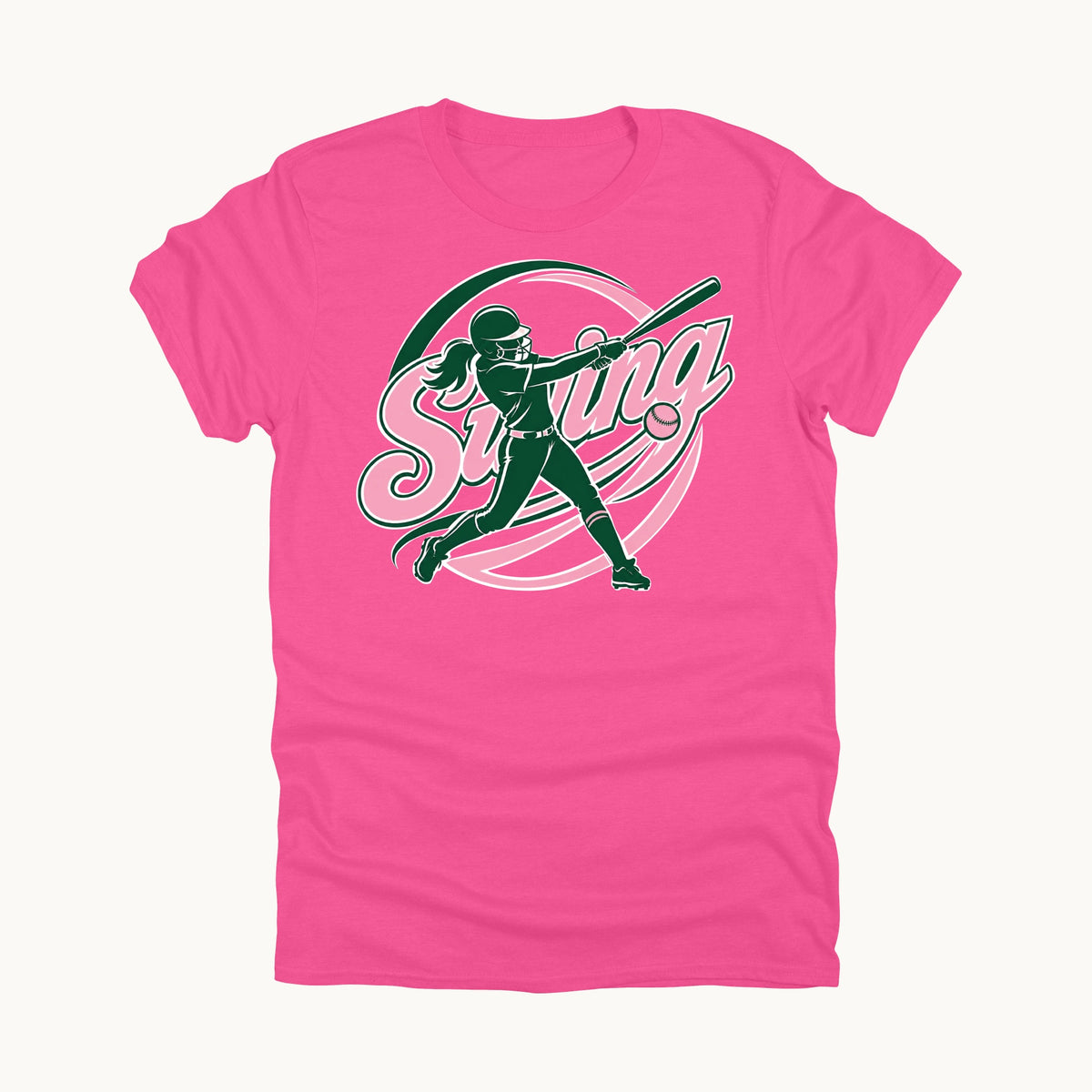 Swing team logo tee, Safety Pink, front