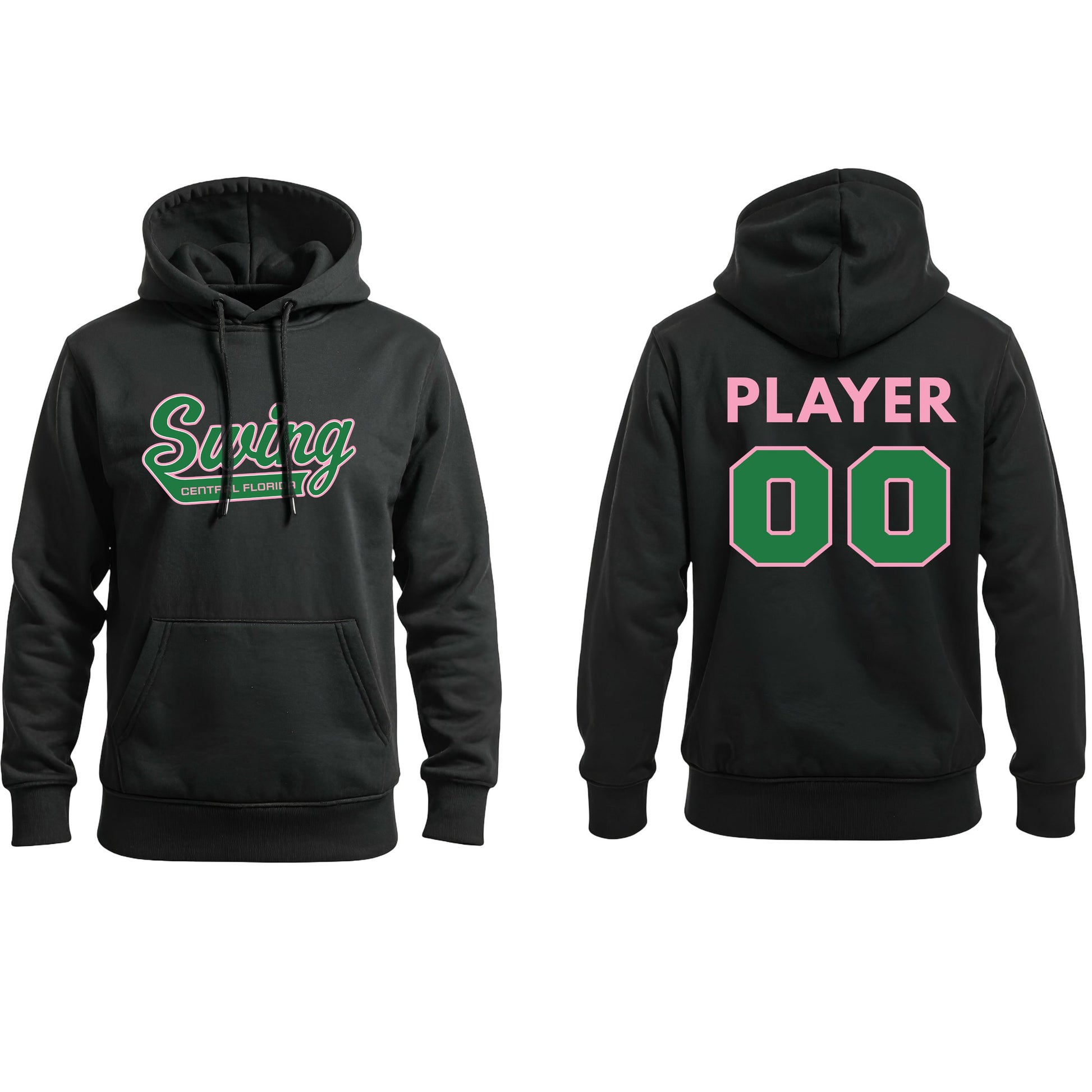 Swing Softball player hoodie, Swing design, Black, pair