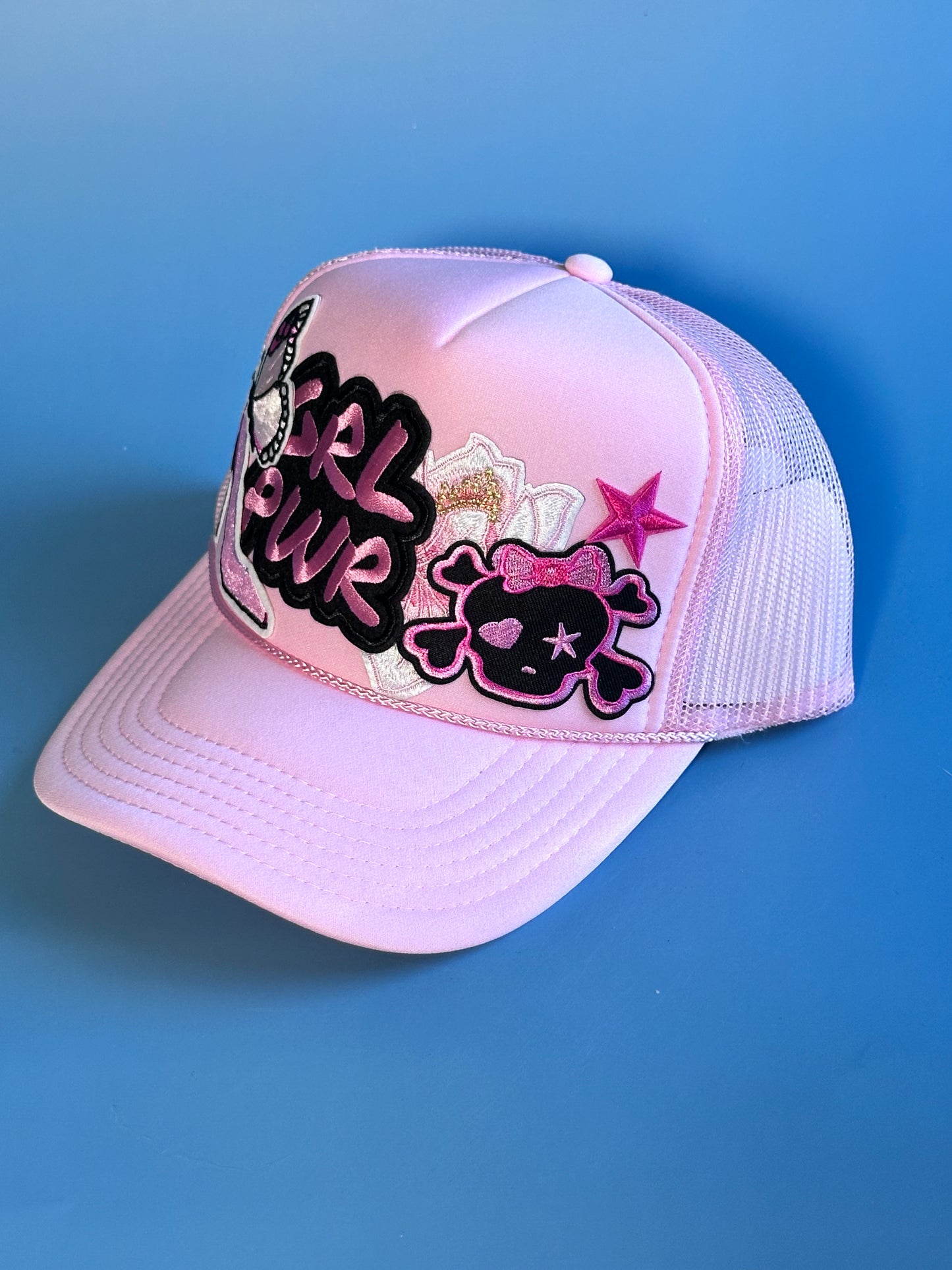 Girl Power Pink Skulls Happy Soul Trucker Hat
