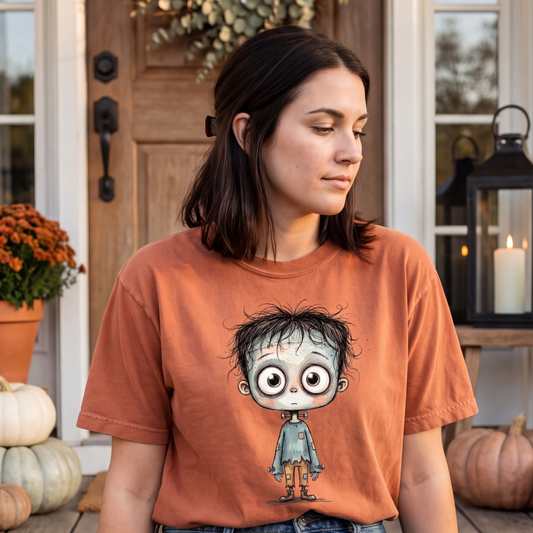 Cute Frankenstein Shirt | Whimsical Halloween T-Shirt | Funny Monster Tee for Women
